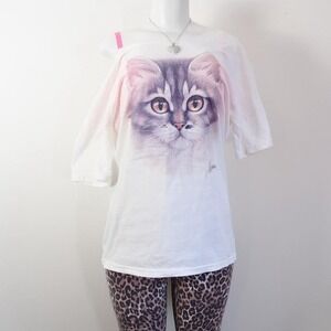 realistic cat graphic tee white vintage 90s y2k animal shirt xl